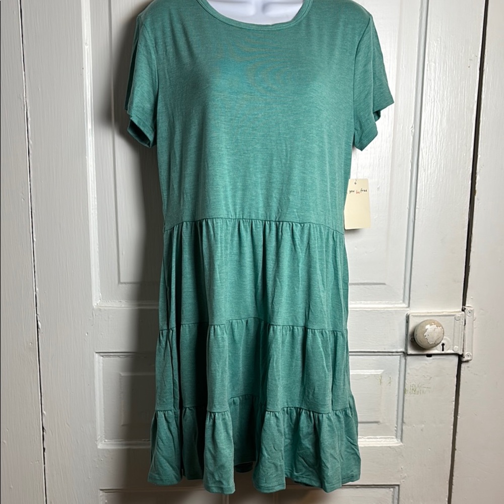 Bebop Green Tiered Short Sleeve Dress Size XXL